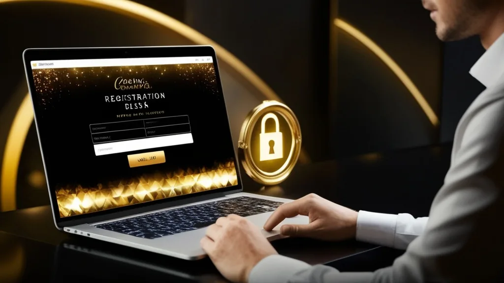 Modulo di registrazione Zoccer su laptop in ambiente da casinò scuro