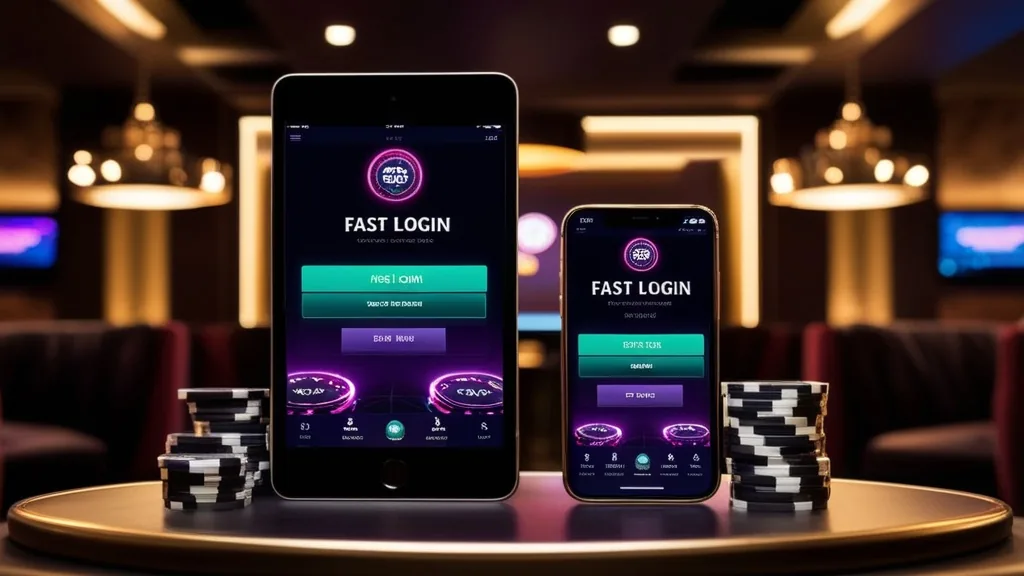 Smartphone e tablet con accesso rapido all'app in un casinò scuro